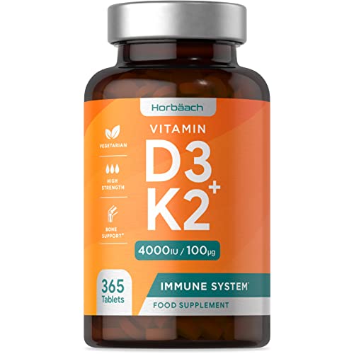 Vitamin D3 K2 High Strength Tablets | 365 Count | Vitamin D3 4000iu and Vitamin K2 MK7 Horbäach buy supplements canada