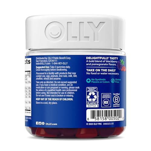 OLLY Men's Multivitamin Gummy, Vitamins A, C, D, E, B, Zinc, Blackberry Flavor, 45 Day Supply - 90 Count OLLY buy supplements canada