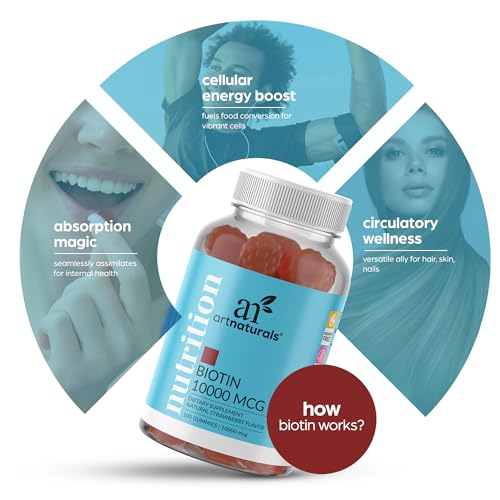 Artnaturals Biotin Gummies for Hair Growth - (100 Gummies - 10000mcg) - Natural Strawberry Artnaturals buy supplements canada