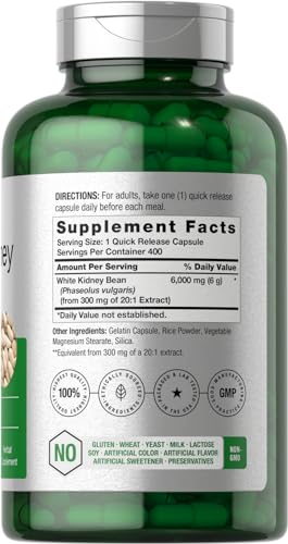 White Kidney Bean Extract Capsules | 6000mg | 400 Count | Non-GMO & Gluten Free Horbäach buy supplements canada