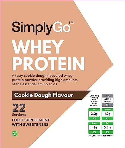 SimplyGo Whey Protein Powder | 900g | Simply Add 30g to Water, Juice or Shakes (Cookie Dough) Simply Supplements buy supplements canada