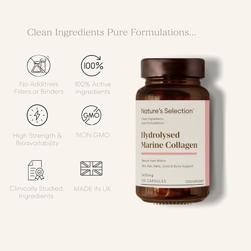 Pure Hydrolysed Marine Collagen Capsules 2400mg - Collagen Tablets High Strength Collagen Nature's Selection buy supplements canada