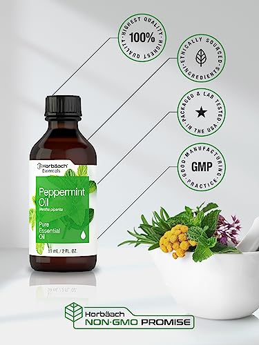 Horbaach Peppermint Oil | 2 fl oz | Pure Essential Spray | for Massage, Bath & Diffusers | Non-GMO Horbäach buy supplements canada