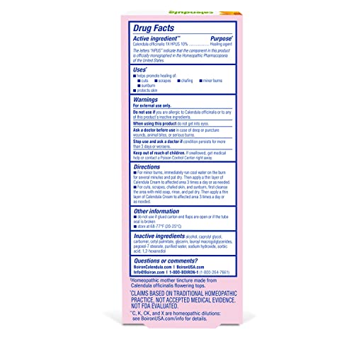 Boiron Calendula Cream for First Aid, Minor Burns, Cuts, Scrapes, Insect Bits and Sunburn - 2.5 oz Boiron buy supplements canada
