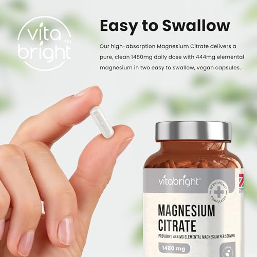 Magnesium Citrate - 1480mg High Strength - 240 Capsules (4 Month Supply) - Vegan VitaBright buy supplements canada