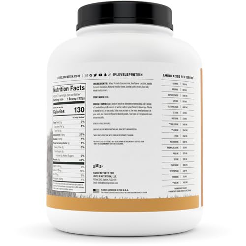 Levels Grass Fed 100% Whey Protein, No Hormones, Vanilla Cinnamon, 5LB Levels Nutrition buy supplements canada