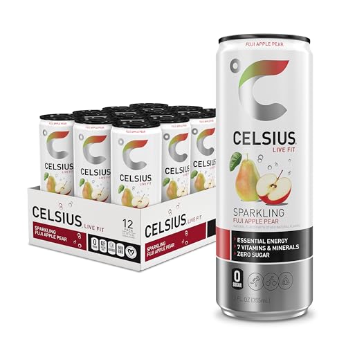 CELSIUS Sparkling Fuji Apple Pear, Functional Essential Energy Drink 12 Fl Oz (Pack of 12) CELSIUS buy supplements canada