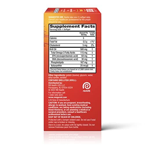 MegaRed Antarctic Krill Oil 500mg Omega 3 Fatty Acid Supplement, Extra Strength EPA & DHA Krill Oil Softgels (90cnt Box), Astaxanthin MegaRed buy supplements canada