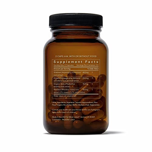 Moon Juice SuperYou Ashwagandha Supplements with Rhodiola, Shatavari & Amla - Cortisol Reducer for Energy, Mood, Focus and Stress Support, Vegan, Non-GMO & 100% Traceable, 60 Capsules, 30 Servings Moon Juice buy supplements canada
