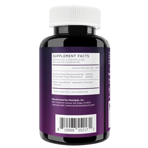 Neurogan NMN + Resveratrol Capsules – Cellular Health & Energy Support – 1200mg Nicotinamide Mononucleotide and Trans-Resveratrol per Serving, 90 Count Neurogan buy supplements canada