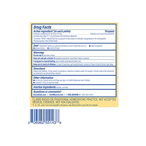 Boiron Hydrastis Canadensis 6C Homeopathic Medicine for Post-Nasal Drip Relief, Excess Mucus Boiron buy supplements canada