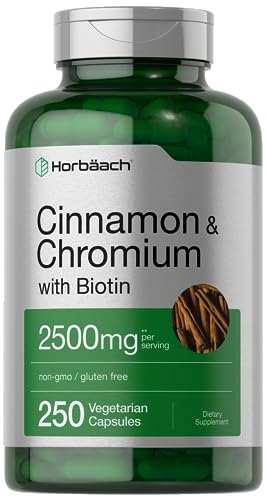 Cinnamon with Chromium Picolinate 2500mg | 250 Capsules | Plus Biotin | Vegetarian Horbäach buy supplements canada