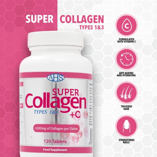 AHS Super Collagen + Vitamin C Tablets 120 Tablets - 6000mg Collagen per Serving - 1 Month Supply AHS buy supplements canada