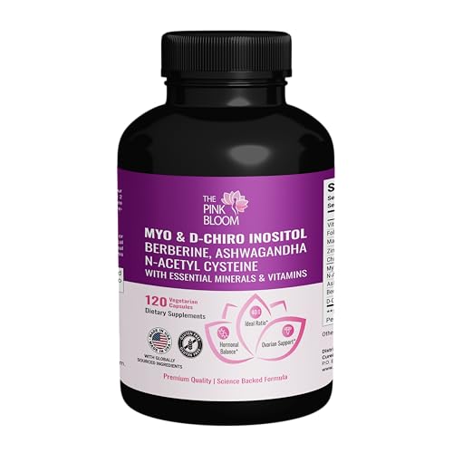 The Pink Bloom Myo & D-Chiro Inositol 40:1 Ratio – 120 Capsules | Myo Inositol Supplement for Women with Vitamin D, Ashwagandha, Folate & Zinc | Supplement for Hormone Balance & Ovarian Health The Pink Bloom buy supplements canada