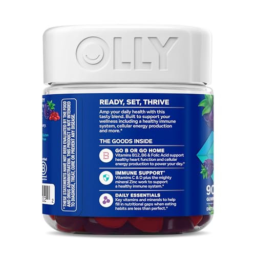 OLLY Men's Multivitamin Gummy, Vitamins A, C, D, E, B, Zinc, Blackberry Flavor, 45 Day Supply - 90 Count OLLY buy supplements canada
