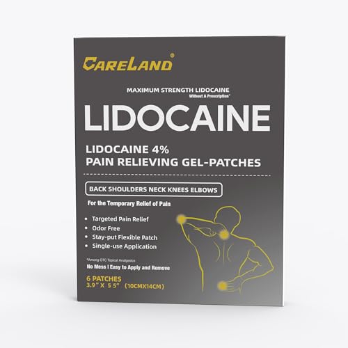 CARELAND Lidocaine Gel Patch, 18 Count Maximum Strength Pain Patches for Muscle Relief in Neck Knee Back and Shoulders Unscented Numbing Patch for Soothing Nerves, Joints CARELAND buy supplements canada