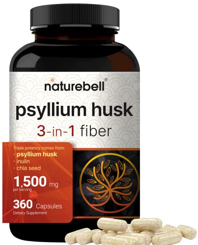 NatureBell Psyllium Husk Capsules 1500mg Per Serving, 360 Count, with Inulin NatureBell buy supplements canada