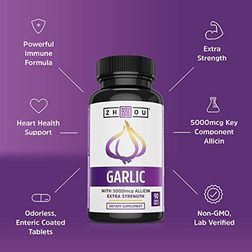 Zhou Nutrition Garlic Supplement With Allicin, Extra Strength 5000mcg Allicin Per Serving Zhou Nutrition buy supplements canada