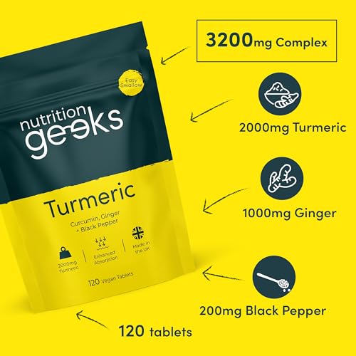 Nutrition Geeks Turmeric Tablets 2000 mg with Black Pepper & Ginger, High Strength Nutrition Geeks buy supplements canada