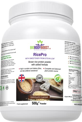 RicePro |Chocolate | Brown Rice Protein Powder with Added Herbals | Chicory Root Extract, Biobodyboost buy supplements canada