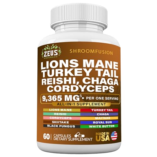 Zeus Naturals Lions Mane Capsules, Mushroom Supplement with Turkey Tail, Cordyceps Zeus Naturals buy supplements canada