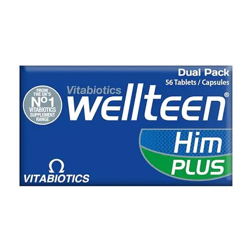 Vitabiotics Wellteen Him Plus Omega-3 - Maximum Nutritional Support for Teenagers and Young Men Ages 13-19 - 56 Tablets and Capsules Wellteen buy supplements canada