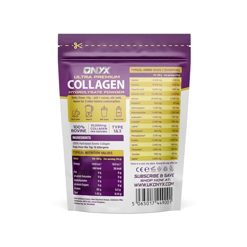Premium Collagen Powder (Type I, III) Hydrolysed Bovine Collagen Peptides Powder - Halal Certified ONYX INGREDIENTS 101 buy supplements canada