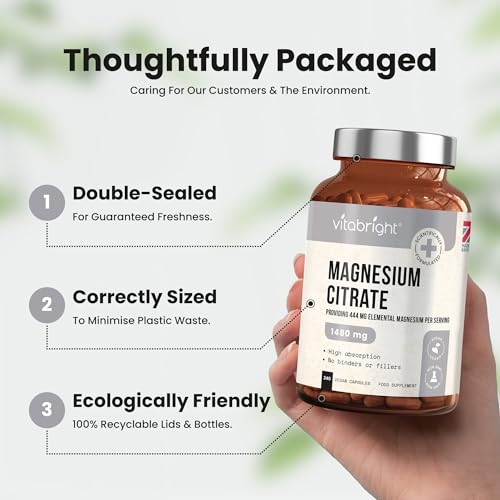 Magnesium Citrate - 1480mg High Strength - 240 Capsules (4 Month Supply) - Vegan VitaBright buy supplements canada