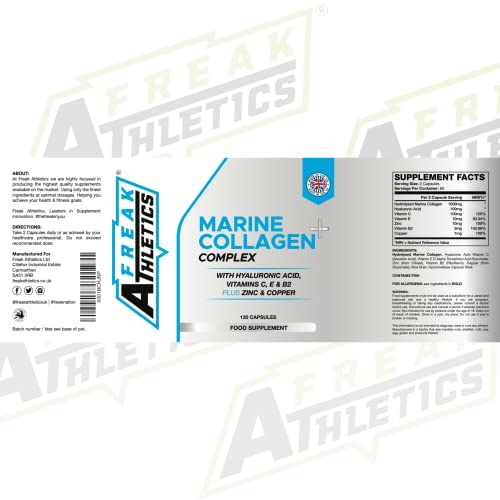 Marine Collagen 1000mg - Type 1 Hydrolysed Collagen - Enhanced with Hyaluronic Acid, Vitamin C Freak Athletics buy supplements canada