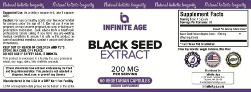 INFINITE AGE Dry Organic Black Seed Oil Extract Capsules - Nigella Sativa Seed Extract INFINITE AGE buy supplements canada