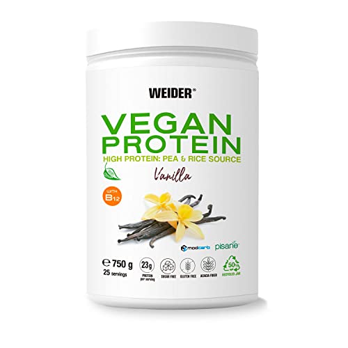 Weider Vegan Protein (750g) Vanilla Flavour. 23g Protein/dose, Pea Isolate (Pisane) & Rice Proteins Weider buy supplements canada