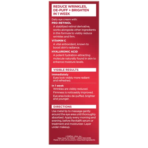L'Oreal Paris Revitalift Triple Power Anti-Aging Eye Cream, Pro Retinol, Hyaluronic Acid & Vitamin C L'Oreal Paris buy supplements canada