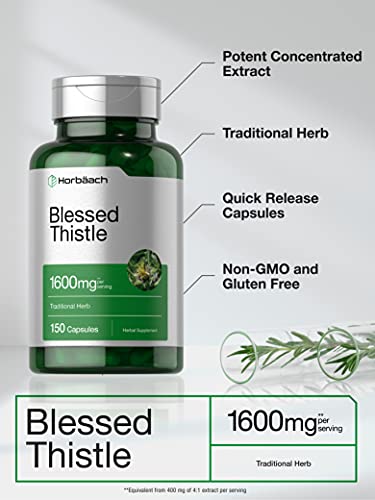 Blessed Thistle Capsules 1600 mg | 150 Count | Max Potency | Non-GMO, Gluten Free Horbäach buy supplements canada