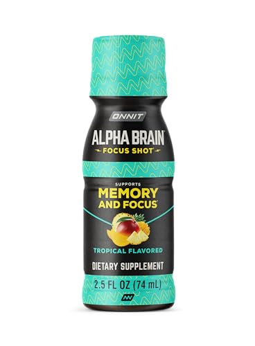 ONNIT Alpha Brain Focus Shot, Tropical Flavor, Nootropic Dietary Supplement Drink That Supports Energy, Focus, and Mood, IGEN™ Non-GMO Tested, 2.5 fl oz, 6 Count ONNIT buy supplements canada
