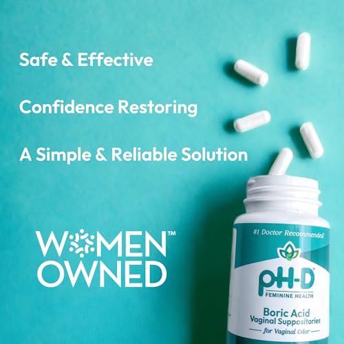 pH-D Feminine Health - 600 mg Boric Acid Suppositories - Woman Owned - for Vaginal Odor Use - 12 Count pH-D Feminine Health Support buy supplements canada