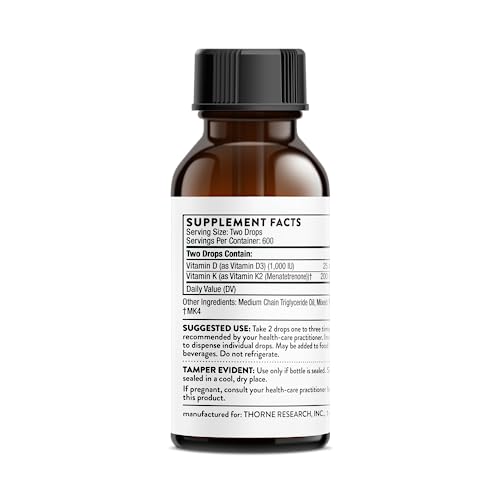 THORNE Vitamin D + K2 Liquid with a metered Dispenser - Vitamins D3 and K2 to Support THORNE buy supplements canada