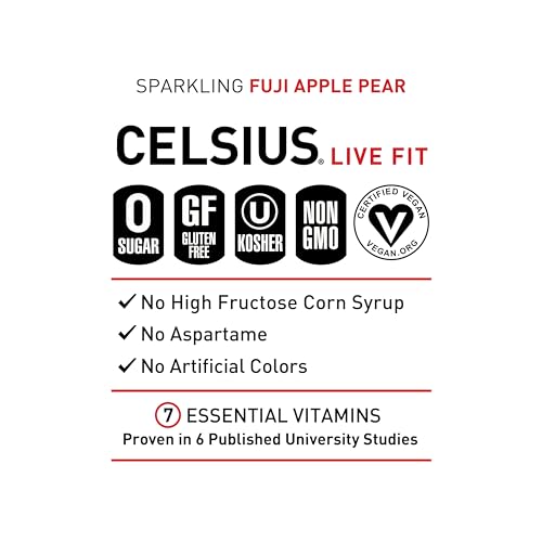CELSIUS Sparkling Fuji Apple Pear, Functional Essential Energy Drink 12 Fl Oz (Pack of 12) CELSIUS buy supplements canada