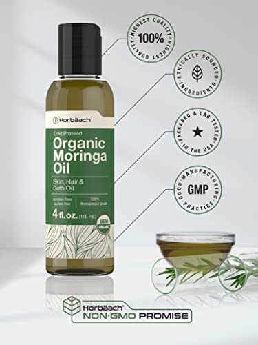Organic Moringa Oil | 4 fl oz | for Face, Hair, and Skin | 100% Therapeutic Grade | Paraben Horbäach buy supplements canada