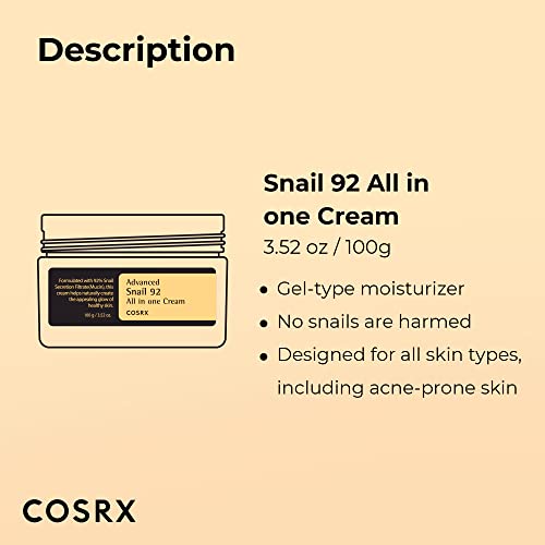 COSRX Snail Mucin 92% Moisturizer 3.52oz/ 100g, Daily Repair Face Gel COSRX buy supplements canada