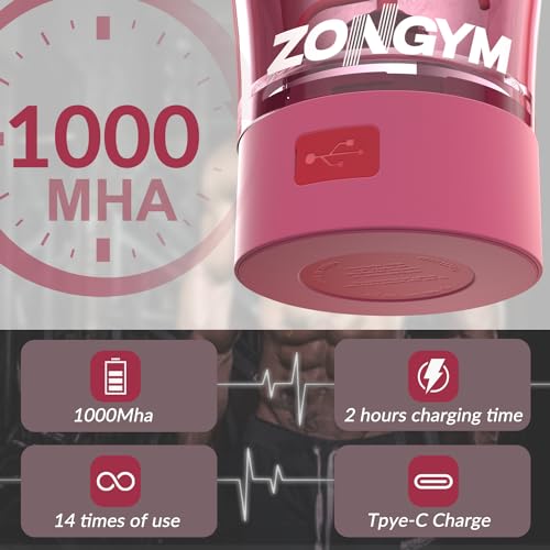 Electric Protein Shaker Bottle, 24 oz USB Rechargeable Blender Bottles, Shaker Bottles ZonGym buy supplements canada