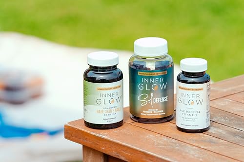 Inner Glow Age Defense Vitamins - Dermatologist and Plastic Surgeon Developed to Fight photoaging and Melasma, Polypodium Leucotomos Antioxidant Formula – Vegan, Gluten-Free – 60 Capsules Inner Glow buy supplements canada