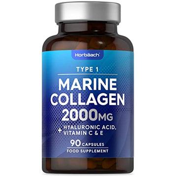 Marine Collagen Capsules | with Hyaluronic Acid, Vitamin C & E | 2000mg | High Strength Type 1 Collagen Horbäach buy supplements canada