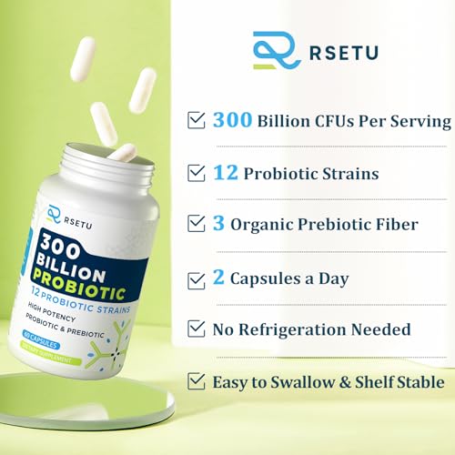Probiotics for Women Men: 300 Billion CFU Probiotic High Potency + 12 Strains Organic RSETU buy supplements canada