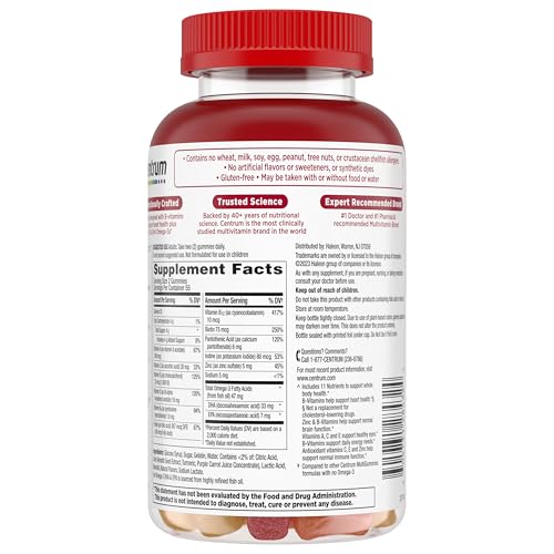 Centrum MultiGummies Multi+ Omega 3 Dual Action, Adult Multivitamin, Multivitamin/Multimineral/Omega 3 Centrum buy supplements canada