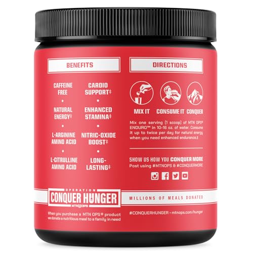 MTN OPS Enduro Nitric Oxide Supplement & Stim-Free Pre Workout - 30 Servings MTN OPS buy supplements canada