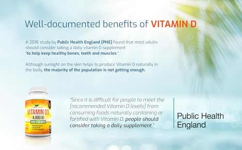 Vitamin D 4,000 IU Softgels, Maximum Strength Vitamin D3 Supplement, 365 Easy to Swallo Vita Premium buy supplements canada