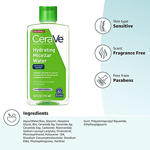 CeraVe Micellar Water, Hydrating Facial Cleanser & Eye Makeup Remover with Niacinamide, Ceramides & Glycerin CeraVe buy supplements canada