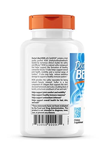 Doctor's Best MSM with OptiMSM, Non-GMO, Gluten Free, Joint Support, 1500 mg Doctor's BEST buy supplements canada