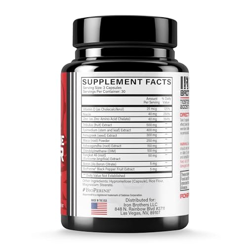 Iron Brothers Men’s Testosterone Support Supplement – Tribulus, Tongkat Ali, Ashwagandha & DIM – Daily Performance & Vitality Formula – with Fenugreek & Zinc – 30 Day Cycle – 90 Capsules Iron Brothers Supplements buy supplements canada