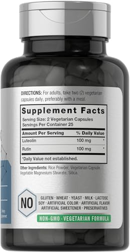 Luteolin Complex with Rutin | 50 Capsules | Vegetarian, Non-GMO & Gluten Free Flavonoid Horbäach buy supplements canada